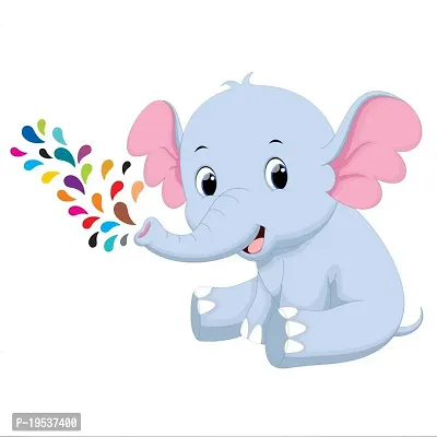 Printaart Art Deco 3D Elephant Wall Sticker for Kids Room (65 cm x 50 cm)-thumb0