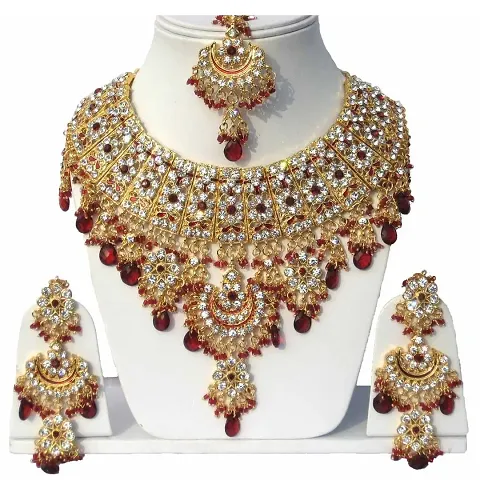 Alloy Zircon Kundan Beads American Diamond Bridal Sets