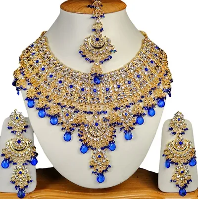 Alloy Zircon Kundan Beads American Diamond Bridal Sets