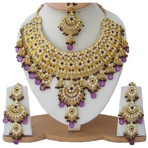 Alloy Zircon Kundan Beads American Diamond Bridal Sets