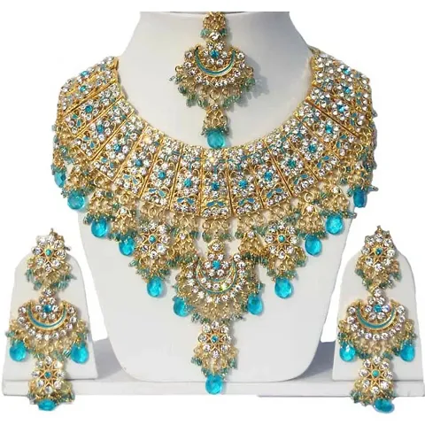 Alloy Zircon Kundan Beads American Diamond Bridal Sets