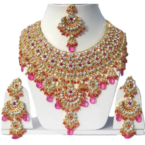 Alloy Zircon Kundan Beads American Diamond Bridal Sets