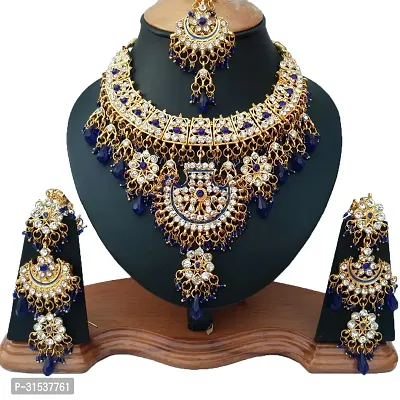 Wedding Necklace Earrings Tikka Jewelry Set-thumb0