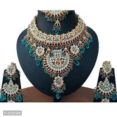 Wedding Necklace Earrings Tikka Jewelry Set-thumb0