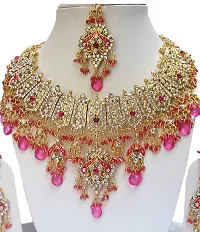 Elegant Gold Plated Alloy Zircon Wedding Jewelry  Set With Maang Tika-thumb2