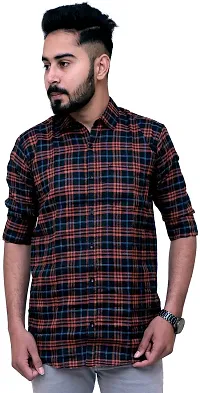 REBANTA Mens Casual Shirt Checks/Plaids Shirt Office Wear-thumb1
