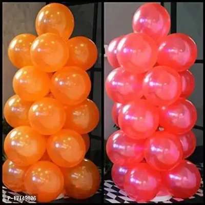 New S.S Creation Solid Premium Latex Balloons Solid Color 100 Pcs Balloon (Orange, Red Pack of 100)