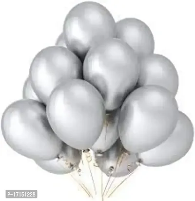 New S.S Creation Solid Premium Metallic Balloon (50 Pcs) For Birthday and party Balloon (Grey, Pack of 1)