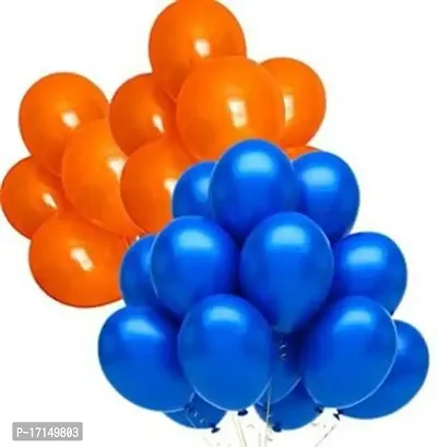 New S.S Creation Solid Premium Latex Balloons Solid Color 100 Pcs Balloon (Blue, Orange Pack of 100)