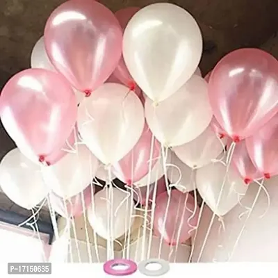 New S.S Creation Solid Premium Latex Balloons Solid Color 100 Pcs Balloon (Pink, White Pack of 100)