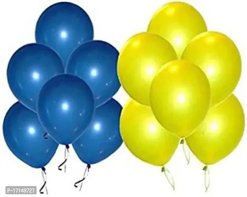 New S.S Creation Solid Premium Latex Balloons Solid Color 100 Pcs Balloon (Blue, Yellow Pack of 100)-thumb2