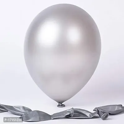 New S.S Creation Solid Premium Metallic Balloon (50 Pcs) For Birthday and party Balloon (Grey, Pack of 1)-thumb3