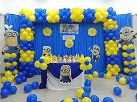 New S.S Creation Solid Premium Latex Balloons Solid Color 100 Pcs Balloon (Blue, Yellow Pack of 100)-thumb3