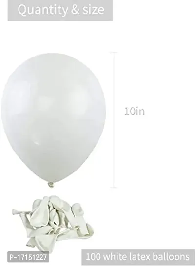 New S.S Creation Solid Premium Metallic Balloon (50+50=100 Pcs) For Birthday and party Balloon(White, Pack of 2)-thumb3