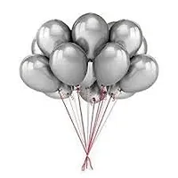 New S.S Creation Solid Premium Metallic Balloon (50 Pcs) For Birthday and party Balloon (Grey, Pack of 1)-thumb1