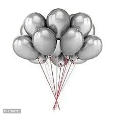 New S.S Creation Solid Premium Metallic Balloon (50 Pcs) For Birthday and party Balloon (Grey, Pack of 1)-thumb2