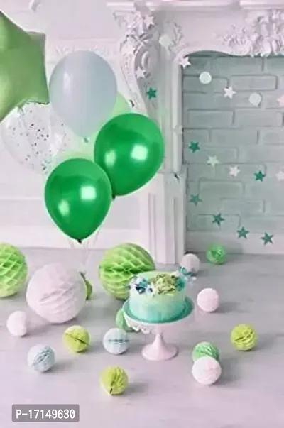 New S.S Creation Solid Premium Latex Balloons Solid Color 200 Pcs Balloon (Green, White Pack of 200)-thumb2