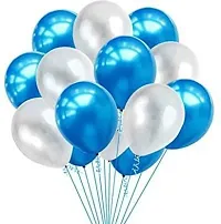 New S.S Creation Solid Premium Latex Balloons Solid Color 100 Pcs Balloon (Blue, White Pack of 100)-thumb2