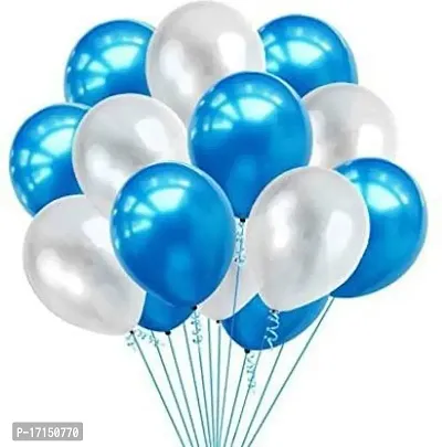 New S.S Creation Solid Premium Latex Balloons Solid Color 100 Pcs Balloon (Blue, White Pack of 100)-thumb3