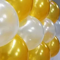 New S.S Creation Solid Premium Latex Balloons Solid Color 200 Pcs Balloon (Gold, White vPack of 200)-thumb1