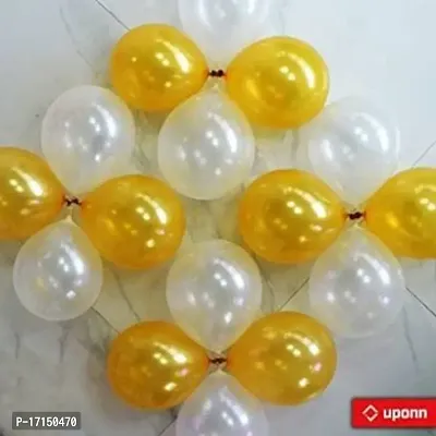 New S.S Creation Solid Premium Latex Balloons Solid Color 200 Pcs Balloon (Gold, White vPack of 200)-thumb4