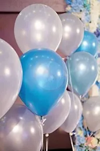 New S.S Creation Solid Premium Latex Balloons Solid Color 100 Pcs Balloon (Blue, White Pack of 100)-thumb4