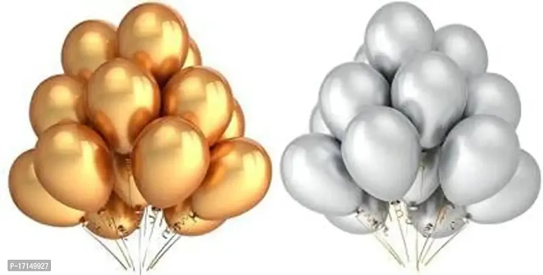 New S.S Creation Solid Premium Latex Balloons Solid Color 100 Pcs Balloon (Gold, Silver Pack of 100)