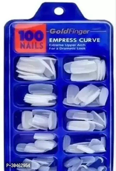 100 Pcs Reusable Acrylic False Nails For Women Girls White Pack of 100