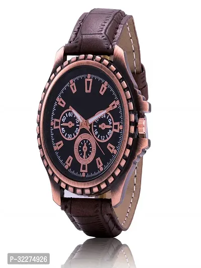 Stylish Brown Leather Analog Watch For Women-thumb0