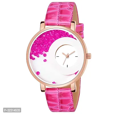 Stylish Pink Synthetic Leather Analog Watches For Women-thumb0