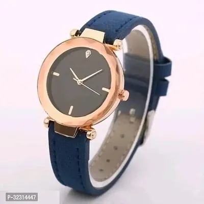 Stylish Blue Synthetic Leather Analog Watches For Women