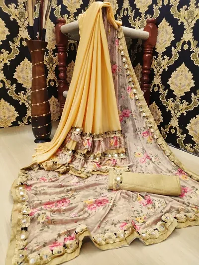 Fancy Silk Blend Saree With Blouse Piece
