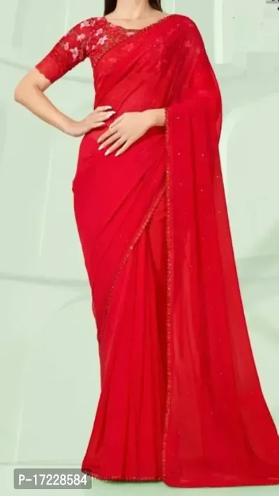 Fancy Chiffon Saree with Blouse Piece for Women-thumb0