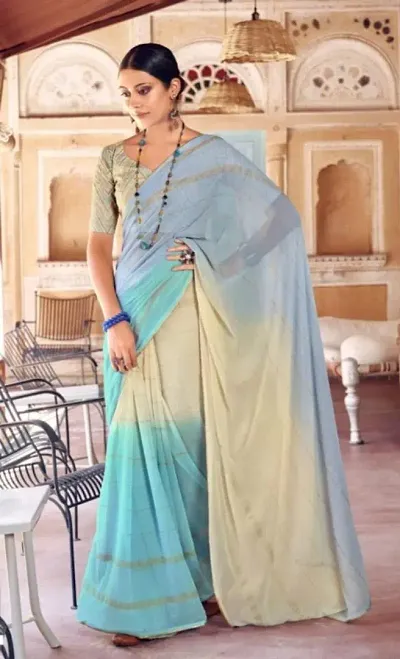 Fancy Georgette Saree with Blouse Piece for Women