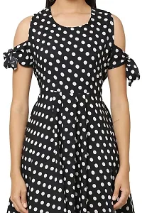 Artista Girl Womens Georgette Round Neck Fit  Flare Polka Dot Print Dress (Black_ZFSKU-450)-thumb3
