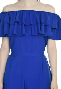 Artista Girl Womens Georgette Off Shoulder A-Line Solid Print Jumpsuit (Royal Blue)-thumb1
