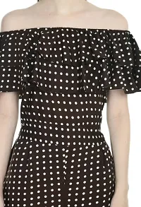 Artista Girl Womens Georgette Off Shoulder A-Line Polka Dot Print Jumpsuit (Brown)-thumb1