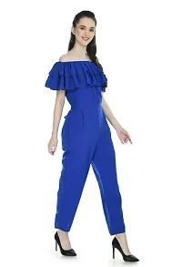 Artista Girl Womens Georgette Off Shoulder A-Line Solid Print Jumpsuit (Royal Blue)-thumb4