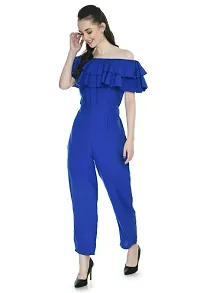 Artista Girl Womens Georgette Off Shoulder A-Line Solid Print Jumpsuit (Royal Blue)-thumb3
