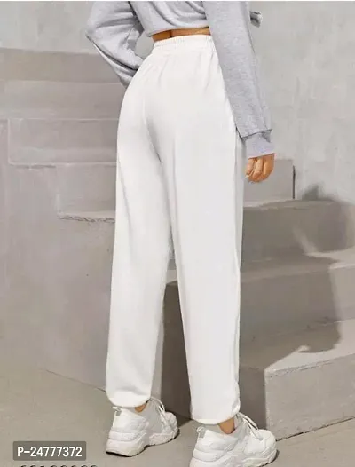 Elegant White Cotton Blend Solid Trousers For Women-thumb2