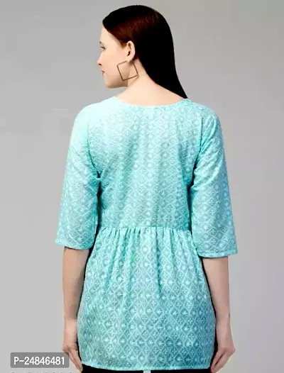 Elegant Blue Cotton Chikankari Tunic For Women-thumb4