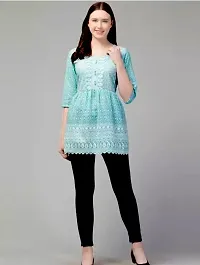 Elegant Blue Cotton Chikankari Tunic For Women-thumb2