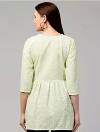 Elegant Green Cotton Chikankari Tunic For Women-thumb3