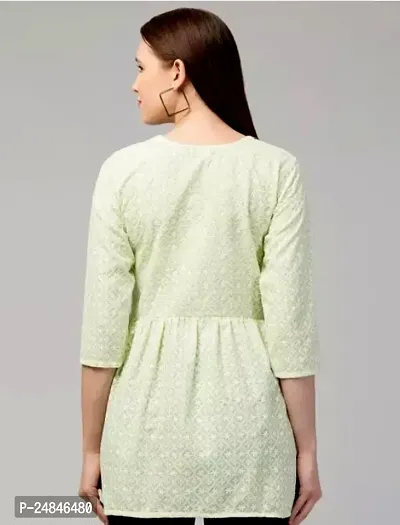 Elegant Green Cotton Chikankari Tunic For Women-thumb4