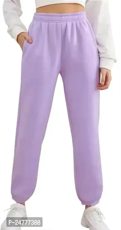 Elegant Purple Cotton Blend Solid Trousers For Women-thumb0