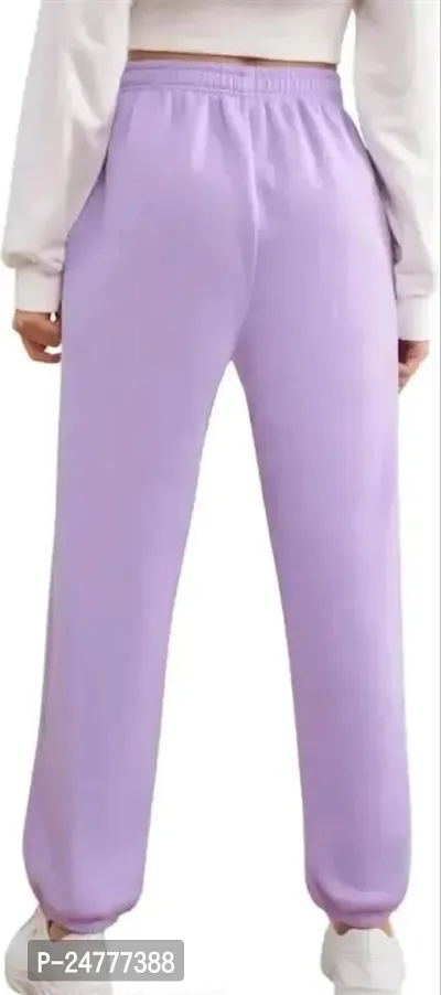 Elegant Purple Cotton Blend Solid Trousers For Women-thumb2