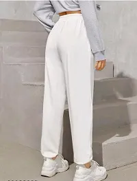 Elegant White Cotton Blend Solid Trousers For Women-thumb1