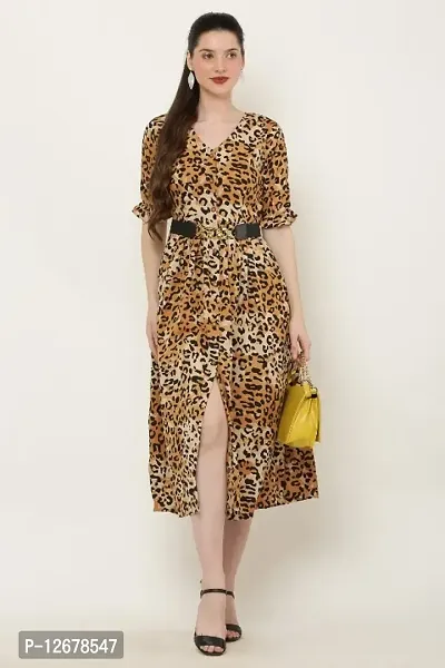 CHEETAH PRINT FRONT OPEN DRESS-thumb0