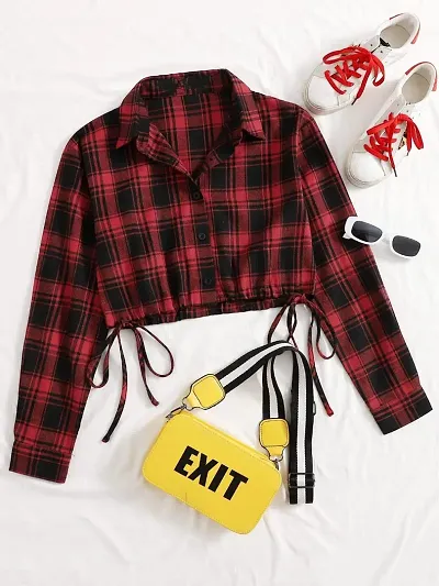 Maroon Checked Shirt Women's