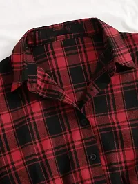 Maroon Checked Shirt Women's-thumb2